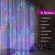 thumbnail image 3 of Cortina de ventana con luces LED parpadeantes, 3 mx 3 m, 300 ledes, funciona con USB, 8 modos, cadena de luces con control remoto, 3 of 4