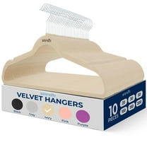 10 Pcs. Velvet Hangers - Non-Slip, Sturdy, and Heavy Duty Coat Set with 360° Swivel Hook for Clothes (Ivory)