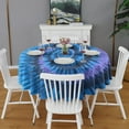 thumbnail image 2 of Blue Tie Dye Pattern Round Tablecloth 60"x60",Wrinkle Wipeable Table Cloth for Kitchen Dining Room Picnic Patio Party, 2 of 6