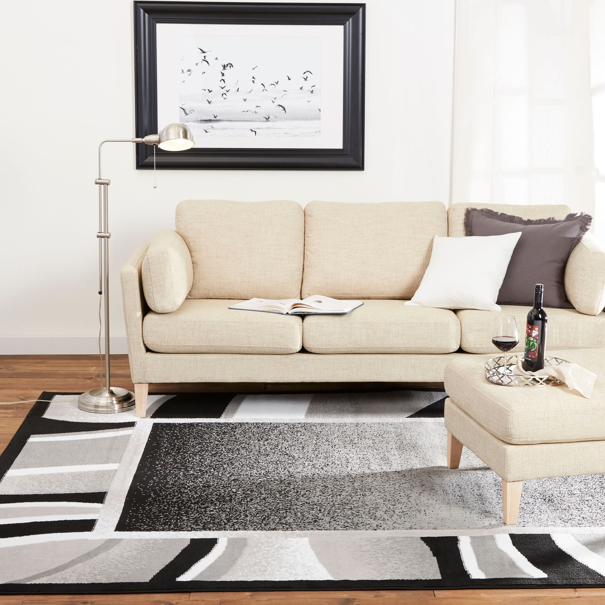 Home Dynamix Premium Rizzy Contemporary Abstract Border Indoor Area Rug, Black/Grey, 5'2"x7'4"