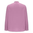 thumbnail image 6 of YOIAVAIOY Men's Cotton Linen Shirts Long Sleeve Button Down Shirt Lightweight Band Beach Shirts Hot Pink M, 6 of 7