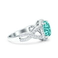 thumbnail image 2 of Infinity Twisted Art Deco Oval Ring Paraiba Tourmaline CZ 925 Sterling Silver Size 9, 2 of 6