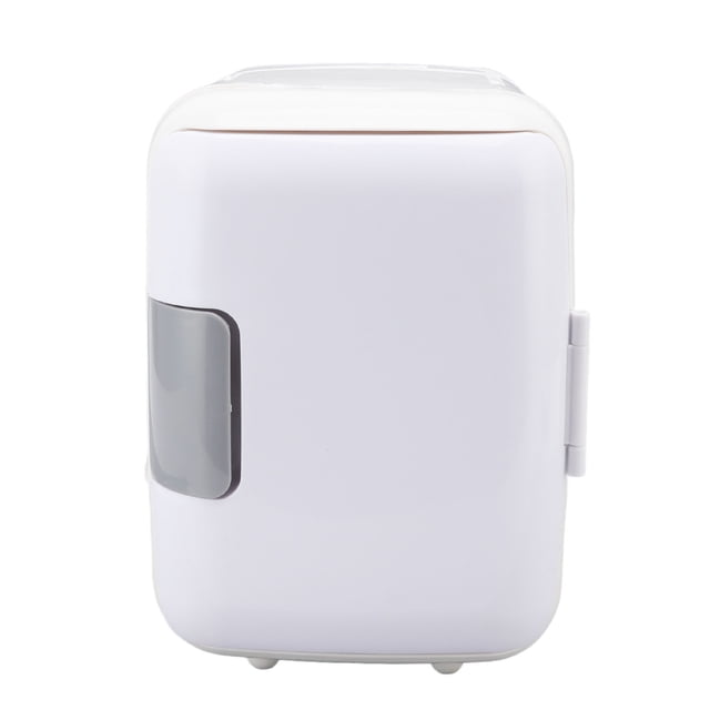 refrigeradores portátiles, tamaño pequeño 4l refrigerador de automóvil voltaje de entrada de gran capacidad 12v para dormitorio de estudiantes anggrek ba3113 mini refrigerador blanco 4 L, vista frontal centrada; carcasa de plástico lisa, pestillo lateral gris y tapa superior con bisagra, patas cortas visibles; funciona con 12 V para uso en auto o dormitorio, incluye cable de alimentación y rejilla; a menudo usado para mantener bebidas y snacks durante viajes.