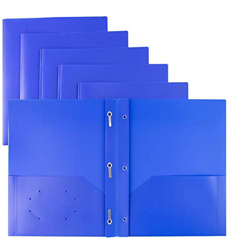 Dunwell Pocket Folders with Prongs (12 Pack of Blue