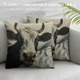 thumbnail image 3 of Awypu  Throw Pillow Cover Dairy Funny Cow White Crazy Animal Face Farm Home Decorative Square Pillow Case for Men Women Boy Gilrs Bedroom Livingroom Cushion Cover Black Beige Pillowcase 22x22in, 3 of 5