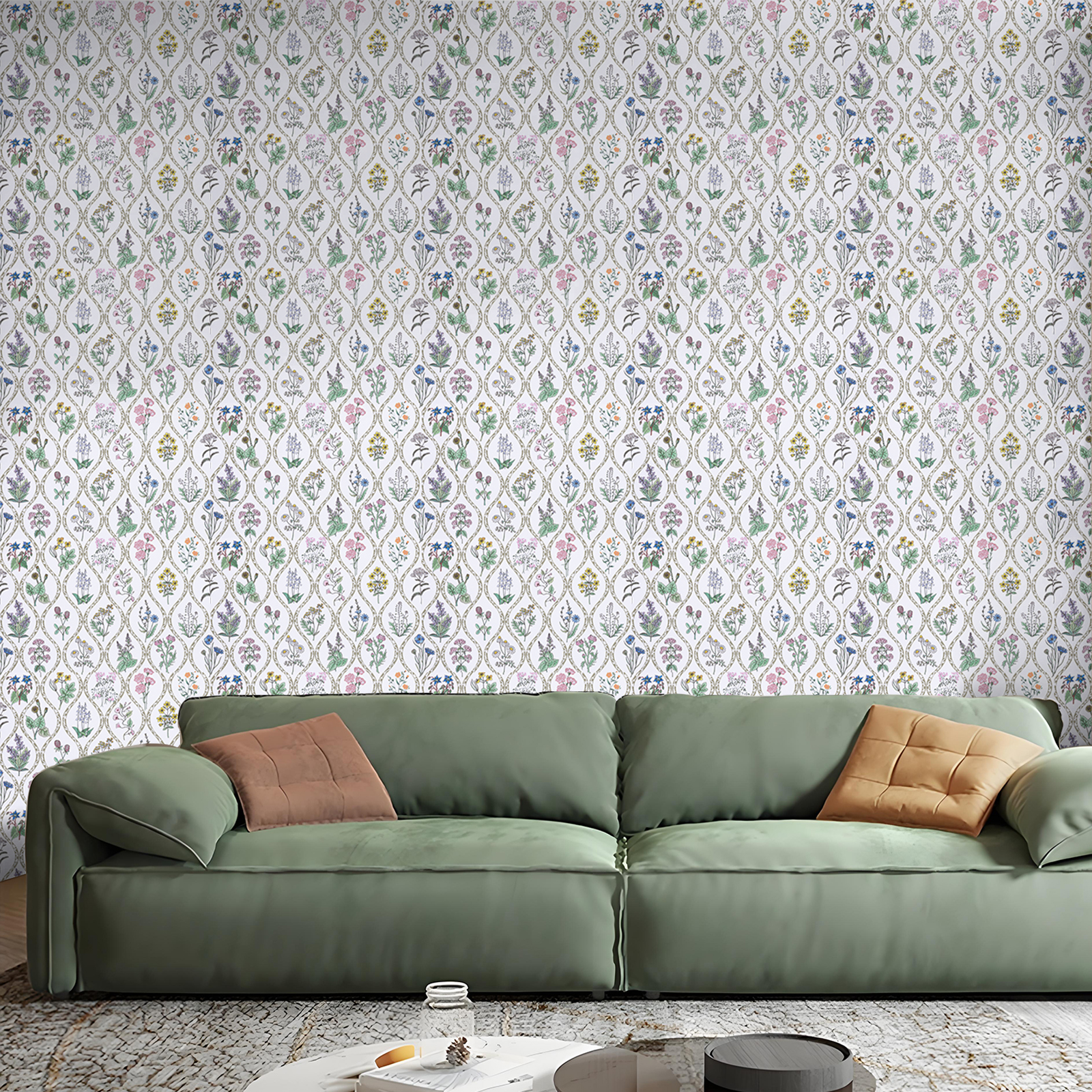 (2 pack) Abyssaly Flower Peel and Stick Wallpaper 17.5-in x 118-in Colorful Floral Self Adhesive Removable Wallpaper Peel and Stick for Home Bedroom Cabinets Thicken