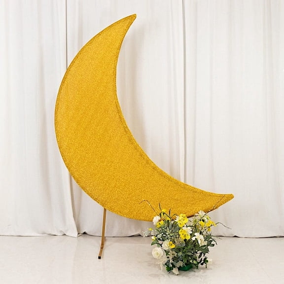 Balsa Circle 6.5 feet Shimmer Gold Spandex Crescent Moon Fabric Arch Cover Birthdays Party Events Reception Home Decorations Supplies