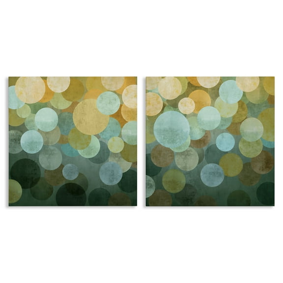 Stupell Industries Overlapping Circles Abstract Abstract Painting Wrapped Canvas Art Print Wall Art, 17 x 17, Set of 2