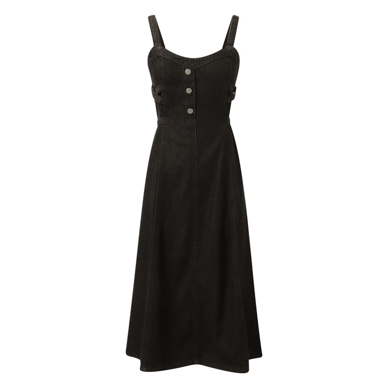black denim pinafore dress GAP Denim Black Button Front Pinafore Dress Women Size 8