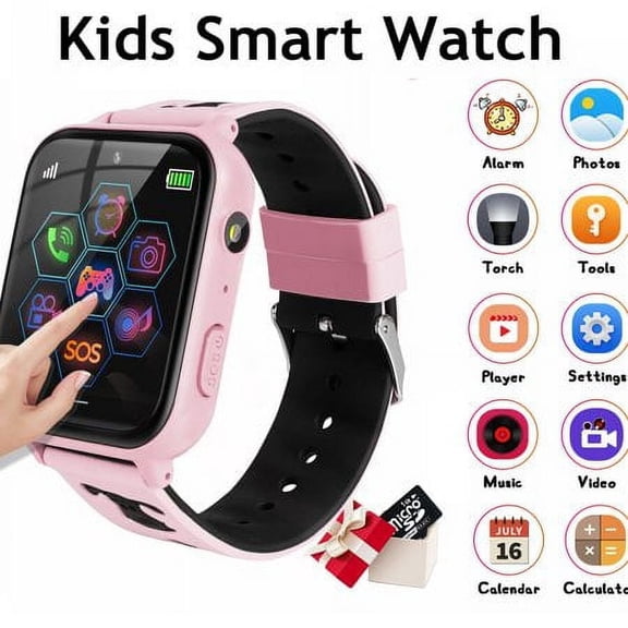 2026 Kids Smart Watch with 10 Puzzle Games, Kids Phone Watch SOS,Call,Alarm Clock,Pedometer,Camera, Boys Girls Wristwatch,3-12 Years Old Children Student Birthday Gifts, Pink