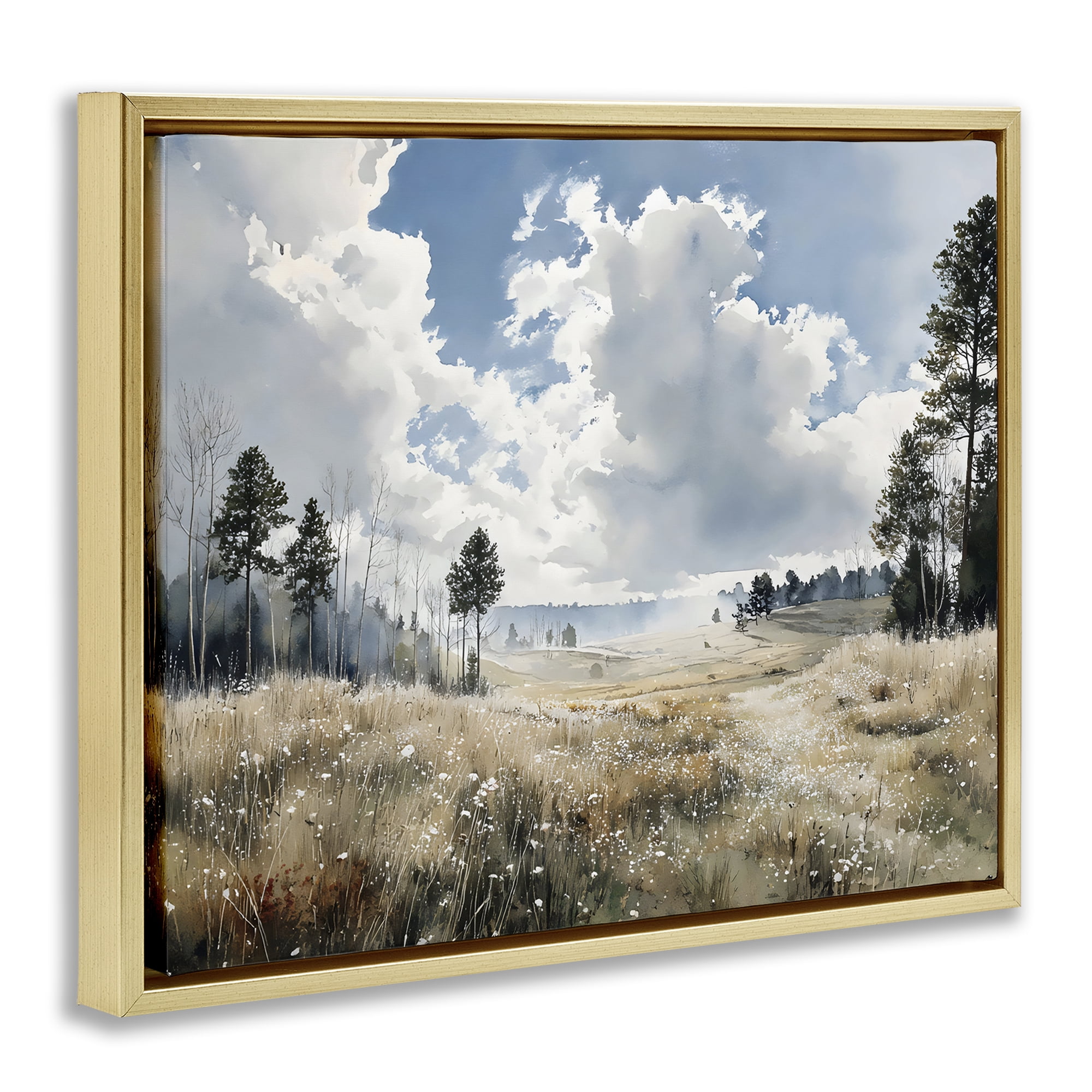 Stupell Industries Blue Kissed Landscape Gold Framed Floater Canvas Wall Art, design by Franklyn Gregory