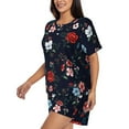 thumbnail image 2 of Wukai Vintage Rose Women's Pajama Set,Short-Sleeve Top and Shorts with Elastic Waistband and Pockets for Loungewear, Yoga, and Casual Wear-, 2 of 8