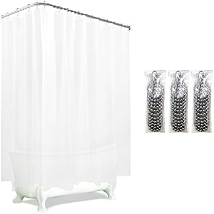 Clawfoot Tub Shower Curtain Warp Around 180x70 Inches Clear Shower Curtain Plastic Liner Round for Bathroom Extra Wide with 36 Metal Hooks PEVA Waterproof White Translucent