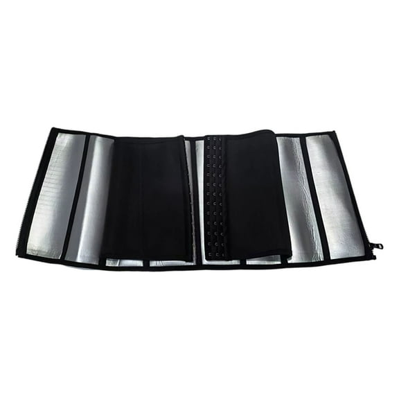 KHONTS,Waist Trainer Cincher Workout Training Trimmer Belt Latex Corset Zipper Body Shaper for Women Silver XL