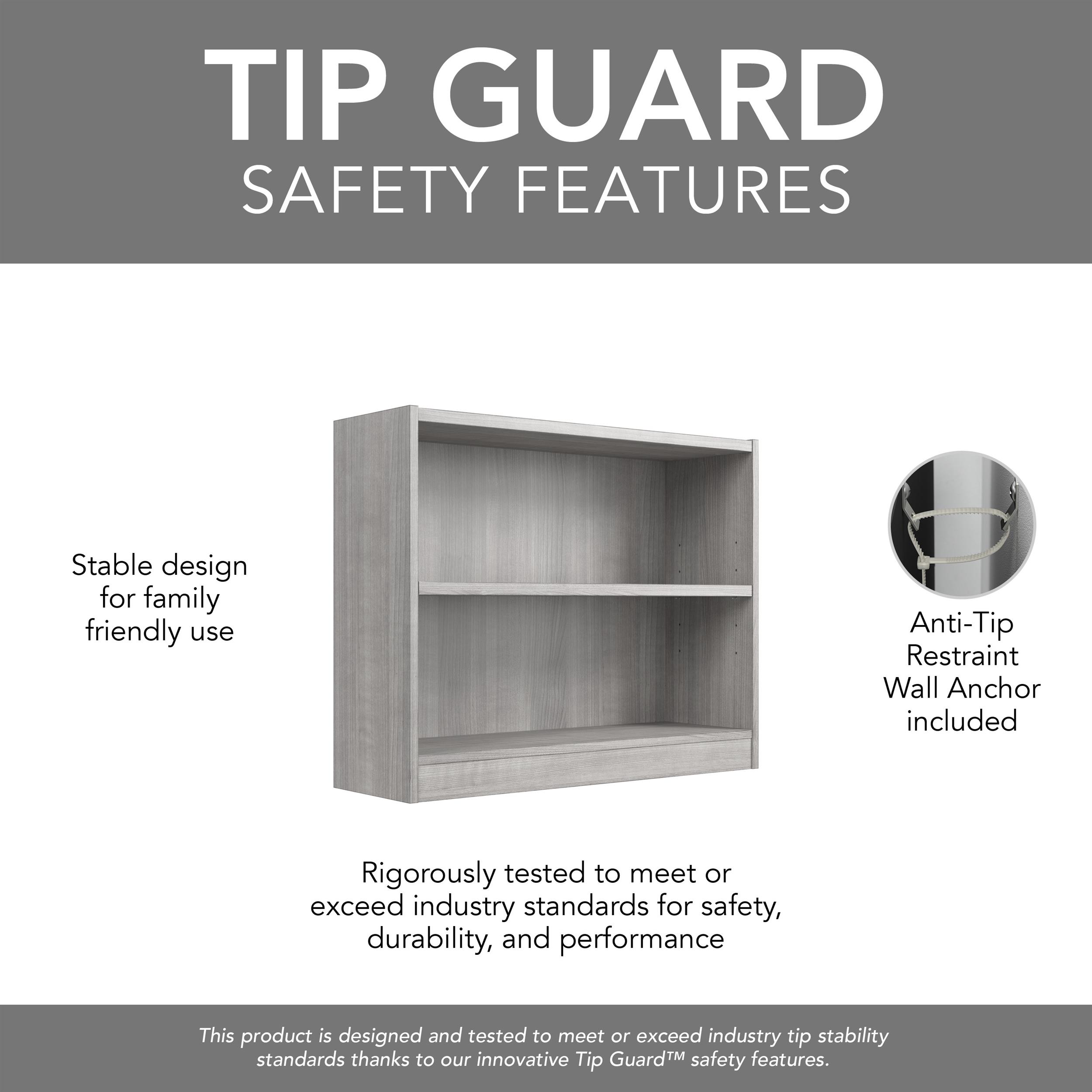 Universal Small 2 Shelf Bookcase in Platinum Gray - Engineered Wood