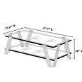 thumbnail image 3 of Rectangular Stainless Steel Coffee Table, 47" Tempered Glass, Modern Industrial Style For Home Glass Legs, Living Room Furniture, 3 of 6