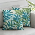 thumbnail image 3 of nygtbtfer Pack of 2 Decorative Square Throw , for Couch Sofa Bed Living Room,Leaves Pattern,Green Blue Cream White, 3 of 7
