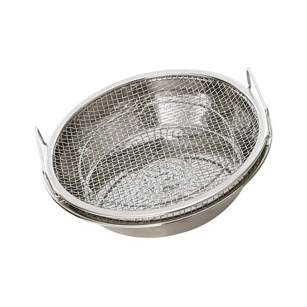 Bandeja de aceite Herramienta de cocina Plato de acero inoxidable para servir alimentos Soporte para papas fritas con Pequeño