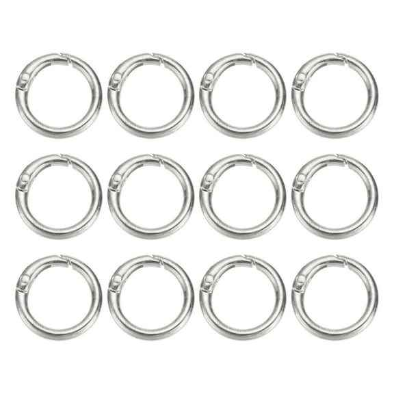 Uxcell 25mm Metal Spring O Rings Spring Gate O Rings Zinc Alloy  Snap Clip Trigger Silver Tone 12 Pcs