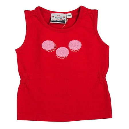 - Wild Mango Baby Infant Toddler Girls Sleeveless Cotton Tee Tank T - Shirt Top, 7678 red/pink / 12Months