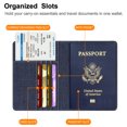 thumbnail image 3 of Passport Holder Travel Wallet RFID Blocking Case Cover - Securely Holds Passport,Boarding Passes, Denim Indigo, 3 of 7