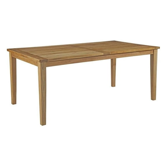Pemberly Row Outdoor Patio Solid Teak Wood Dining Table in Natural