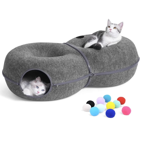 Cama tipo túnel para gatos LovIntry en forma de 8 para gatos de interior, color gris oscuro