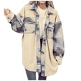 thumbnail image 2 of Pntutb Moda Mujer Bolsillos casuales Impreso Manga larga tops Chaqueta Abrigo a cuadros Pntutb Pntutb-3254, 2 of 6