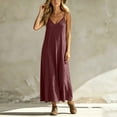 thumbnail image 5 of Women's Cotton Sleeveless Dress Ihhxva Linen Maxi Summer V-Neck Slip Casual Beach Vacation Flowy A-Line Silhouette Lightweight Breathable S-2XL, 5 of 6