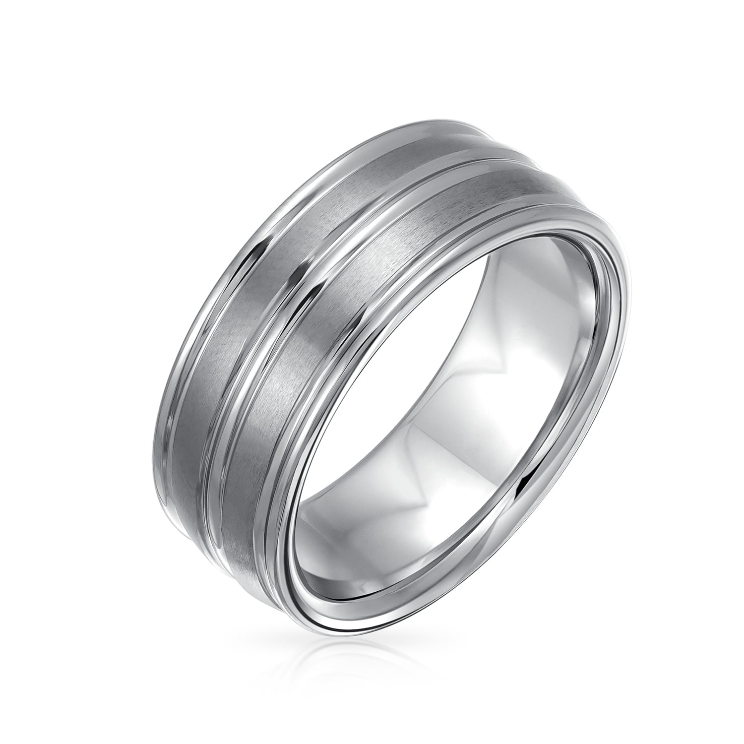 Stainless Steel 2 Color Celtic Infinity Comfort Fit Wedding Flat Band Ring with Clear CZ