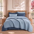 thumbnail image 5 of Regency Heights Twin/Twin XL Comforter Set with Quilt Coverlet, 4-Piece Bed in a Bag Navy Solid Bedding Set with Quilted Bedspread and Shams, Layered Bedding Bundle for All Season, 5 of 13