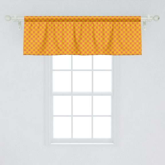 Ambesonne Aster Window Valance, Calendula Spring Blossoms Petals Essence of Summer Themed Pattern, Curtain Valance for Kitchen Bedroom Decor with Rod Pocket, 54" X 18", Orange Mustard and Dark Coral