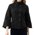 thumbnail image 3 of Female Batwing Sleeve Ponchos Pea Coat Wool Stand Collar Jacket Cropped Overcoat Black L, 3 of 8
