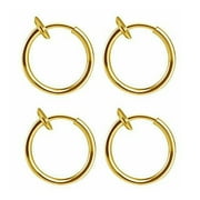 Mortilo Retractable Earrings No Need Piercing Unisex Classic Hip-Hop Hoop Earrings