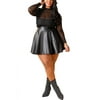 Womens Plus PU Skater Skirt GNS4149-XL-Black