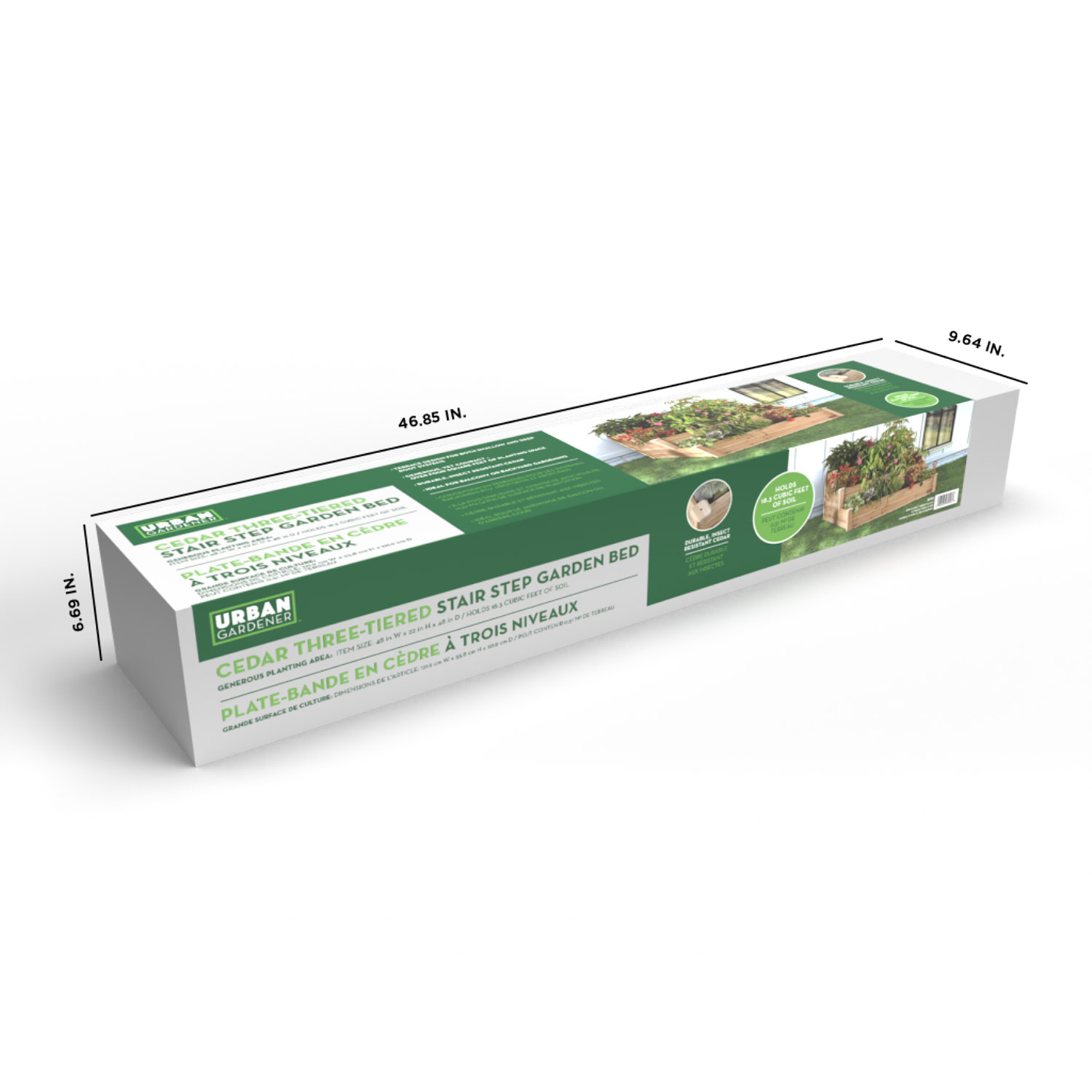 Panacea Three-Tiered Stair Step Raised Garden Bed Cedar 4'L x 4'W