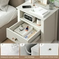 thumbnail image 4 of Superjoe Fluted Nightstand with Charging Station, White End Table with Silent Slide Drawers, Modern Side Table, Wood Night Stand Cabinet for Living Room, Bedroom, 4 of 6