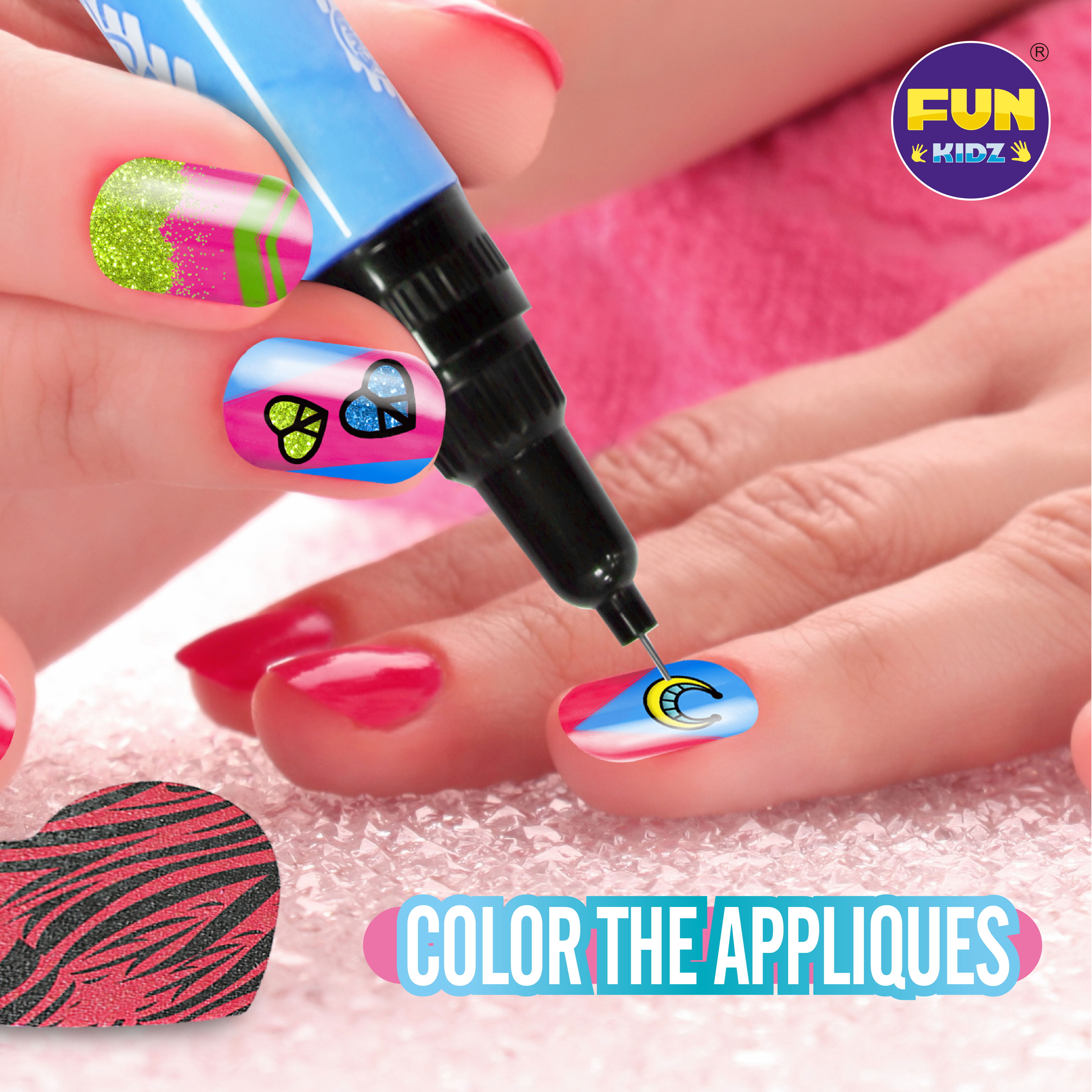Bright Stripes sparkle nail art kit pink combo | Brands For Less