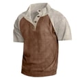 thumbnail image 1 of Chemise à Manches Courtes en Velours Côtelé pour Usage Quotidien Décontracté avec Manches Raglan et Col Montant en Coupe Ample pour Extérieur et Style Automnal, 1 of 7