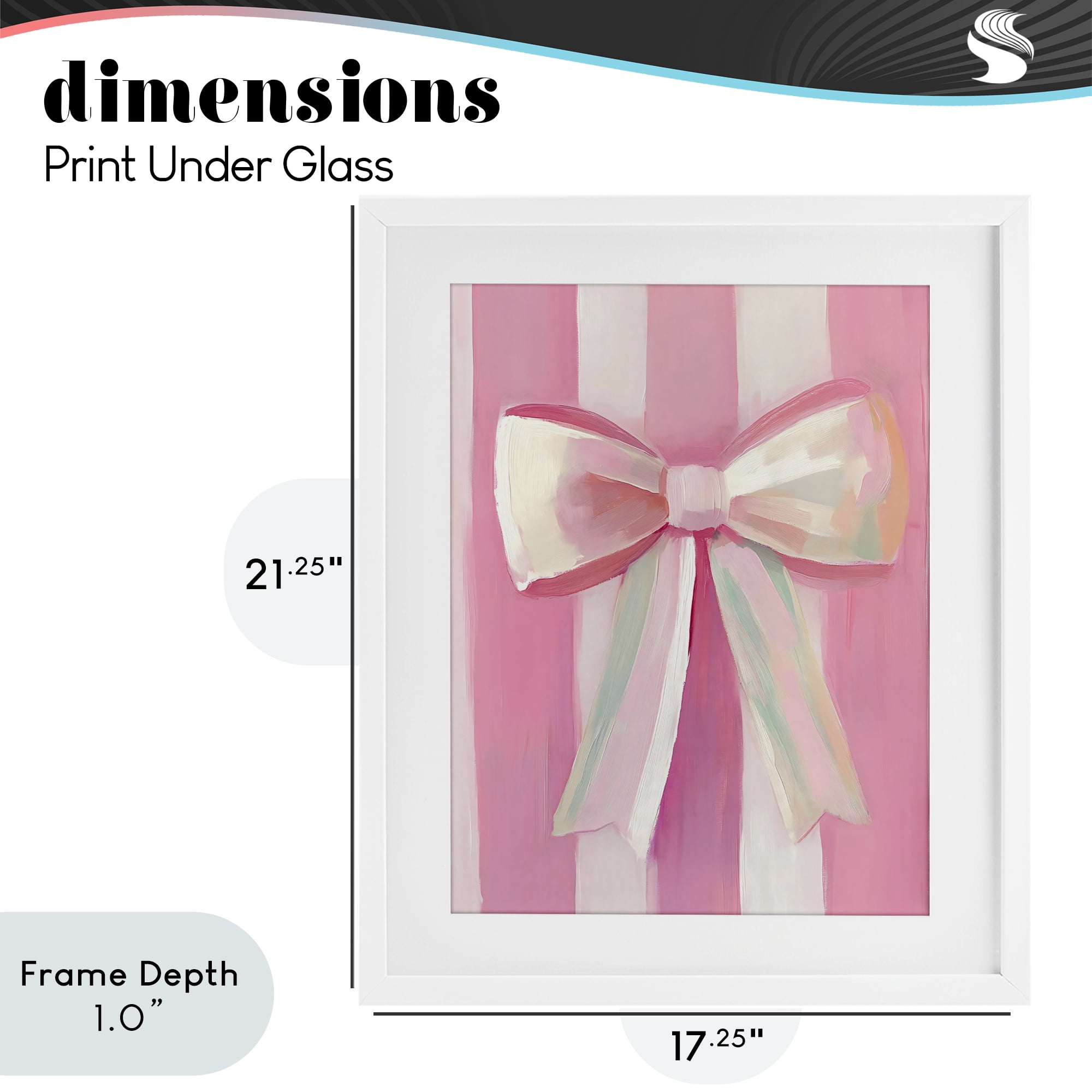 Stupell Industries Preppy Pink Bow on Stripes White Framed Print Under Glass, design by The Prints Vibe