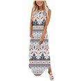 thumbnail image 1 of IROINNID Women's V-Neck Sundress Casual Sleeveless Printing Loose Vest Maxi Dress Long Dress Pocket Full-Length Dress, 1 of 6