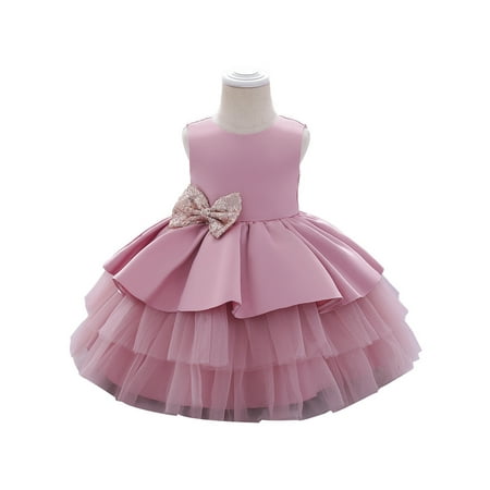 

Bagilaanoe Flower Girls Sequins Bowknot Tutu Dress Baby Wedding Birthday Party Ruffle Dress Gown