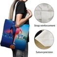 thumbnail image 3 of P624-Mi Villano Favorito Bolso de tela con estampado de lienzo para mujer, bolsa de compras reutilizable y estética, con cremallera interior, regalo para mujer,40*45cm., 3 of 6