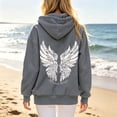 thumbnail image 5 of Puliio Womens Full Zip Up Hoodie Oversized Vintage Graphic Print Warm Fall Sweatshirt With Side Pockets, 5 of 7