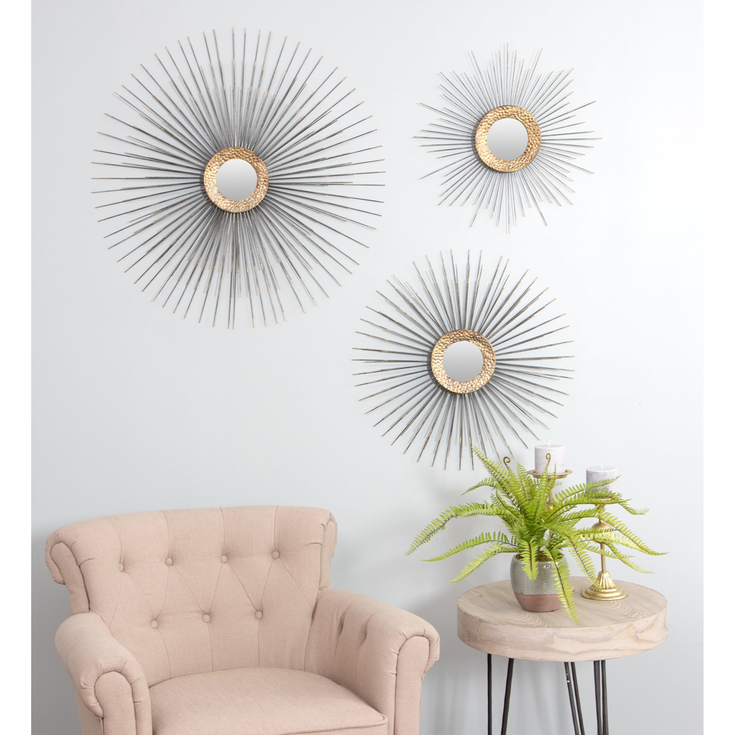 Boteh Mid Century Wall Mirrors Set Of 3 Com