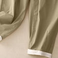 thumbnail image 5 of Fartey Womens Summer Cotton Linen Classic Cuffed Pants Drawstring Elastic High Waist Wide Leg Pant Soft Lightweight Daily House Trousers with Pockets, 5 of 7