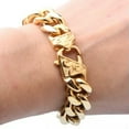 thumbnail image 5 of QQTDFG 7-11" Classic Mens Chain Wristband 316L Stainless Steel Curb Cuban Link Bracelet-Gold-15mm wide-8 inch, 5 of 6