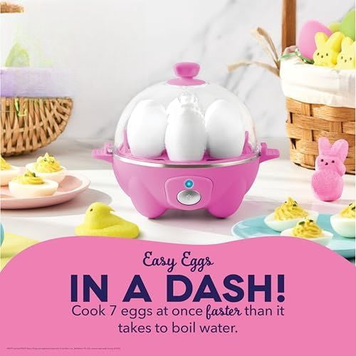 PEEPS &  Rapid Egg Cooker - Boiler, Poacher & Steamer - Includes Measuring & Recipe Guide - Dishwasher Safe - BPA Free - Holds 7 Eggs, Pink