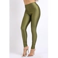 thumbnail image 4 of Ofenti Shiny Leggings for Women High-Waist Neon Tights for Parties & Raves, SX Olive, 4 of 8
