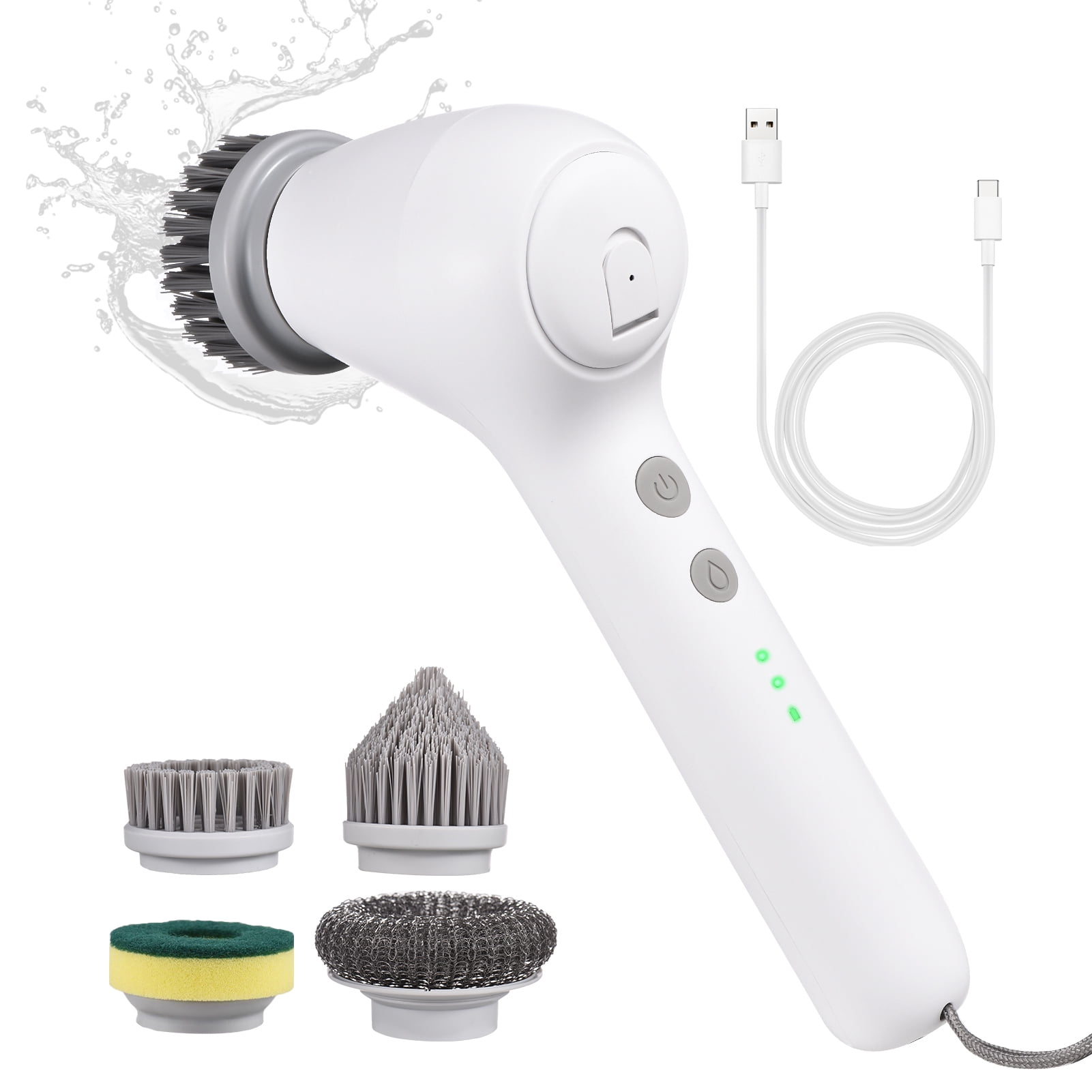 1 Set Handheld Electric Rotary Brush With 5 Brush Heads, Cordless Cleaning  Scrubber, Long-lasting Battery, Low Noise Level For Cleaning  Windows/walls/kitchens/sinks/dishes. Handheld Electric Scrubber For Kitchen  Household Dishwashing, Pots And Pans